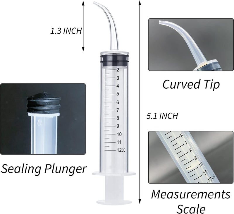 HiMo Wisdom Teeth Syringe, 5 Pack Irrigation Dental Syringes with Measure Scale & Curved Tip for Dental Care Liquid Oral Tonsil Stone - Image 3